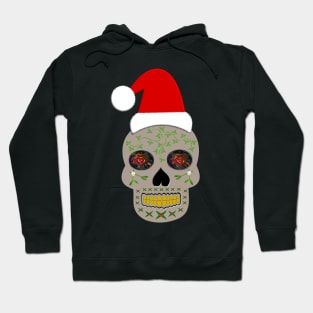 Pagan Christmas Skull in a Santa Hat Hoodie